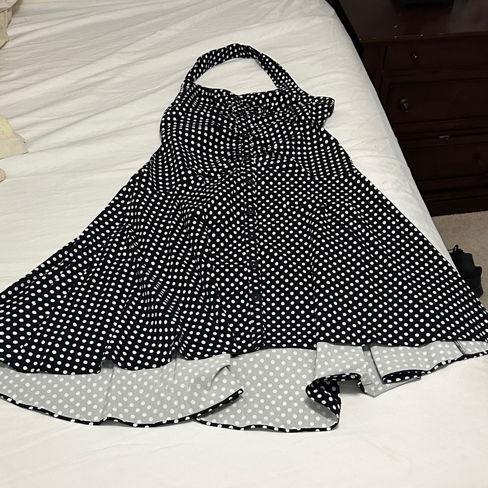 Maeve Black and White Polka Retro Dot Midi Dress